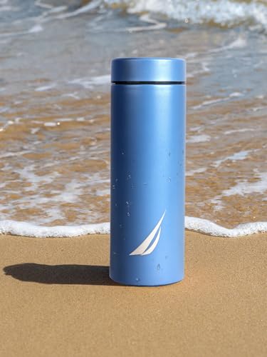 Image of NAUTICA Premium Leak-Proof Insulated Water Bottle - 1pc (Stern)| 500ml | Stainless Steel Flask with 24 Hours Temperature Retention | Ideal for Travel, Gym, Office Use Titanium Solid-Blue