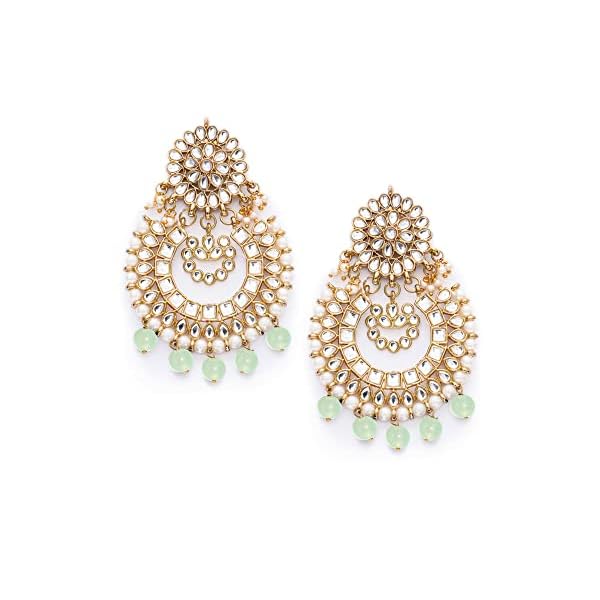 Karatcart Red Drops Kundan Chandbali Earrings for Women