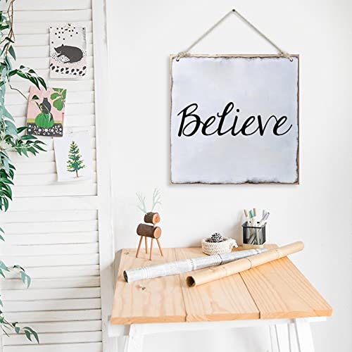 Panneau décoratif en bois Believe, objet mural noble 40 cm