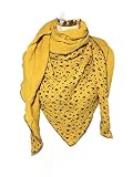 Dreieckstuch Leo Print gelb Musselin Wickelschal Tuch Handmade Stola Stilltuch Schal einlagig