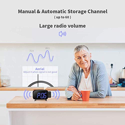 Projection Alarm Clock Radio Alarm Clock Digital Clock with Power Adapter Alarm Clocks for Bedrooms ELEHOT