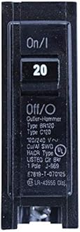 Cutler & Hammer Eaton Single-Pole BR Type Circuit Breaker, 20-Amp, 120/240-Volt