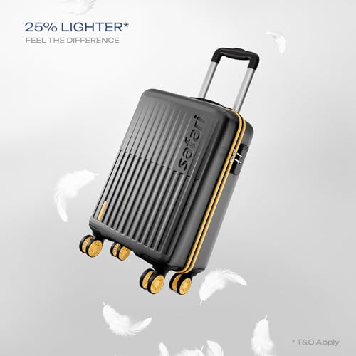Image of Safari Astra Neo 8 Wheels 56cm Cabin Size Trolley Bag, Hard Case Polycarbonate, 360 Degree Wheeling Carry-on Luggage for Men & Women, Travel Bag, Suitcase for Travel, Trolley Bags for Travel, Black