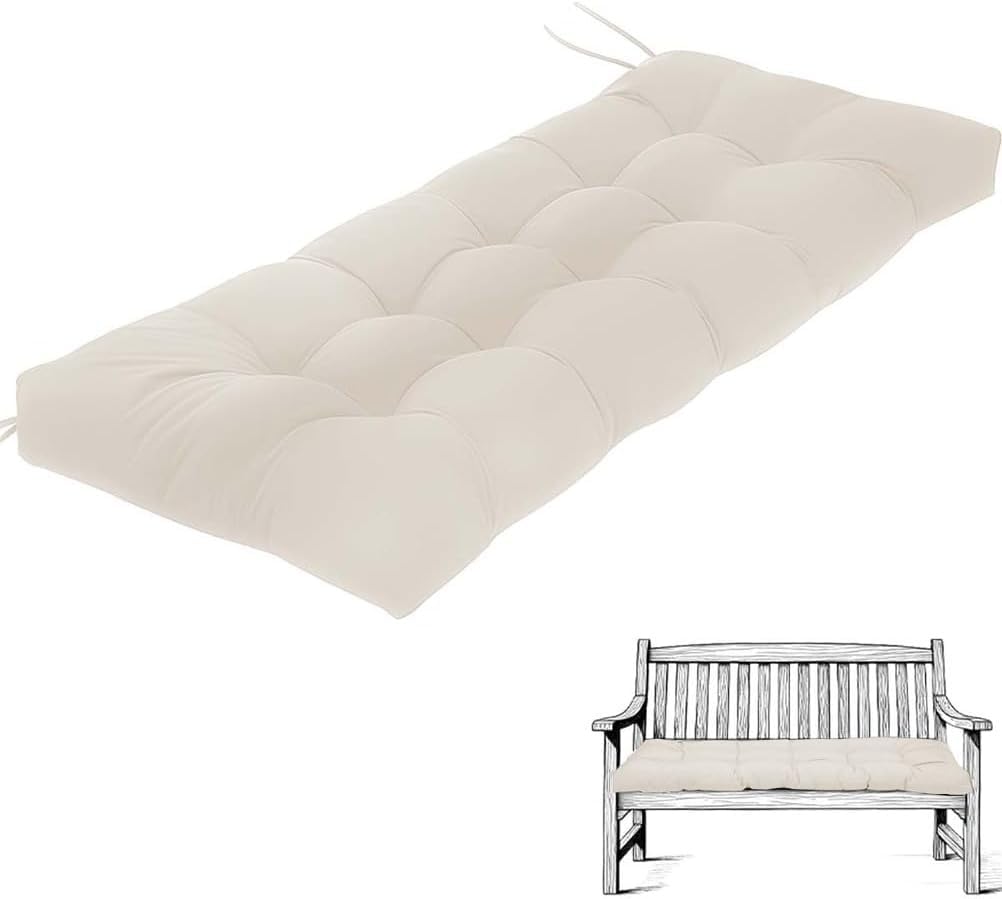 AQIGR Bench Cushions for Indoor/Outdoor Furniture, Tufted Swing/Piano Seat Cushion with Non-Slip Bottom, Bench Pad Cushion for Bay Window/Sofa/Patio(Beige,100x50cm/39x20in)