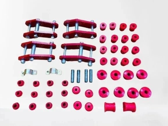 Front & Rear 2 Inch Lift Shackle Kit with Bush Kit for Maruti Gypsy, Red Polyurethane Suspension Upgrade-image-30