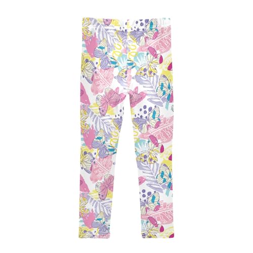 Bright Pattern Butterflies Girls Leggings,Workout Leggings for Girls Toddler Athletic Leggings Size for 3-10T2