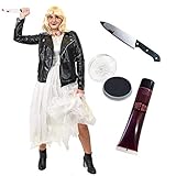 Photo Gallery ilovefancydress - costume da donna in stile killer, con scritta in lingua inglese "doll sposa" e "halloween" (x-large) Photo Gallery ilovefancydress - costume da donna in stile killer, con scritta in lingua inglese "doll sposa" e "halloween" (x-large)