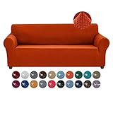 Joccun Stretch Couch Cover Slipcovers, 1-Piece Water Repellent Sofa Covers for 3 Cushion Couch Spandex Jacquard Washable Furniture Protector Cover for Living Room,Kids,Pets(Sofa,Pureed Pumpkin)