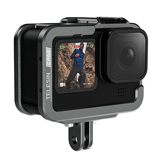 TELESIN Caixa de metal gaiola de alumínio com moldura protetora de esqueleto para GoPro Hero 12 11 10 9, serve com filtro de lente ND CPL ligado, com sapata fria para microfone Mod de lente de vídeo
