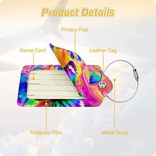 Image of Butterfly Leather Cruise Luggage Tags for Suitcases With Stainless Steel Loop Privacy Cover ID Label Travel Bag Luggage Identifiers for Women Men Travel, Set of 2