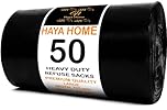 Haya Home 50 Black Plastic Bin Bags Heavy Duty Bin Liners, Refuse Sacks Pack of 50 X 1 Heavy Duty Waste Dustbin Bags roll 90L for Kitchen Home Office DIY Garden Made from 100% Recycled Material