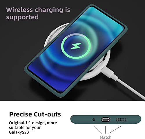 Image of DIZORO Microfiber Candy Case Compatible for Samsung S20 Smooth Touch Cushion Liquid Soft Silicone Gel Rubber Phone Cases Non-Slip Full Body Protective Shockproof Back Cover (Forest Green)