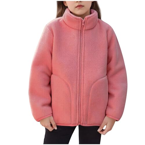Boys Girls Stand Collar Coat Full Zip Fluffy Plush Fleece Jacket Jacket Thickened Warm Casual Outwear with Pockets