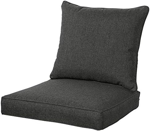 QILLOWAY Polyester Outdoor Chair Cushion Set,Outdoor Cushions for Patio Furniture, All Weather.Charcoal Grey/Black