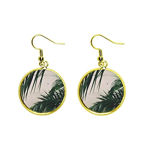 Pendientes golden drop mujer estilo fotografia de naturaleza con silueta de planta de hoja