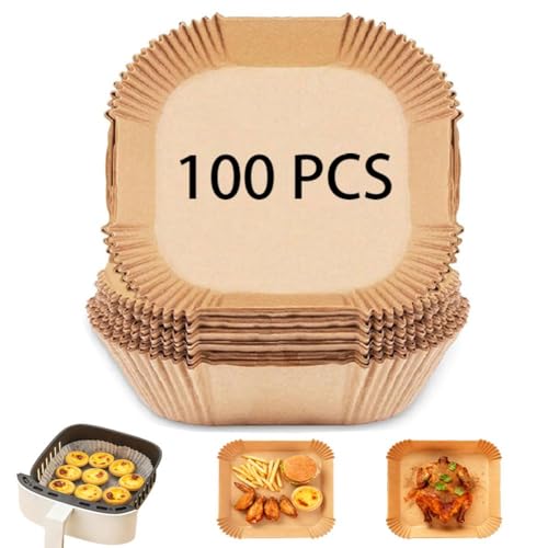 Disposable 20cm Air-Fryer Liner Trays 100Pcs Oil & Water Proof Paper Plates
