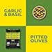 Pitted Greek Olives by Zest Delites, 100% Natural Pitted Green Olives from Greece, On-the-Go Individual Snack Packs, Marinated with Garlic&Basil, 1.05 oz 12 Packs