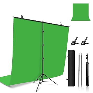 Yugam Photography T-Shaped Background Stand Adjustable Support Photo Studio for Backdrops Green Screen (TSTAND+Cloth+ 2 Clip)