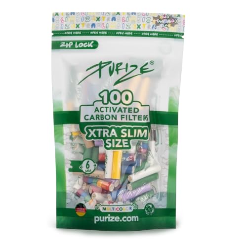 PURIZE® - Sachets |100 Filtres à charbon actif taille XTRA Slim (Exclusif) Multicolore