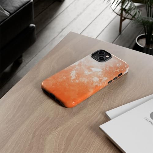 Coque rigide brillante Orange Painterly Texture Overlay pour iPhone 14 Plus