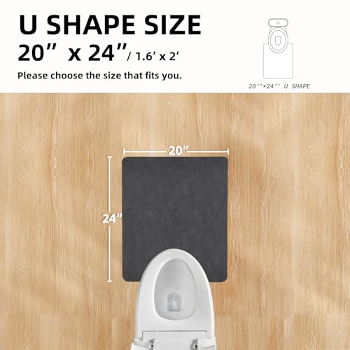 Toilet Rug, Thin Toilet Rugs U Shaped Washable Non Slip Absorbent Quick Dry Low Pile Toilet Mat, 20"x24" U Shape Dark Grey