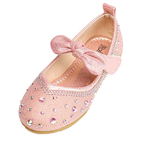 Toddler/Little Girl Adorable Mary Jane Dress Shoes Glitter Ballet Flats for Flower Girl Party School Shoe