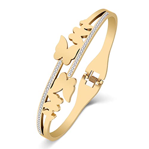 Pronti per il regalo: I braccialetti a farfalla vengono forniti in un sacchetto di velluto per gioielli del marchio LONYOO per essere conservati e regalati.LONYOO ha i diritti d'autore.