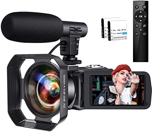 SEREE TECH 2.7K 30 FPS Video Camera 30MP 16X Digital Camera for YouTube 3.0 inch Flip Screen Camcorder Vlogging Camera with 2.4G Remote Control, Two Batteries and External Mic