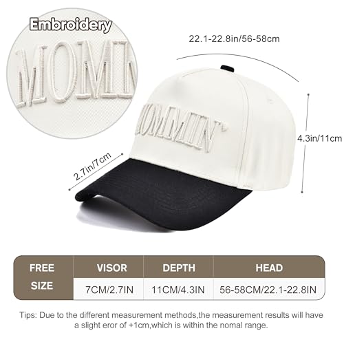 Image of Women's Mommin Trucker Hat - Vintage Two-Tone Ponytail Baseball Cap, Embroidered Adjustable Hat, Great Gift for Mom & Women