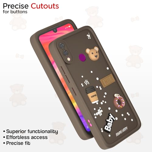 Image of Outlouders Back Cover for Redmi Note 7 / Note 7 Pro /Note 7s | 3D Cartoon Cute Fun Bear | Silicone Full Body Protection Bumper Case (Brown)
