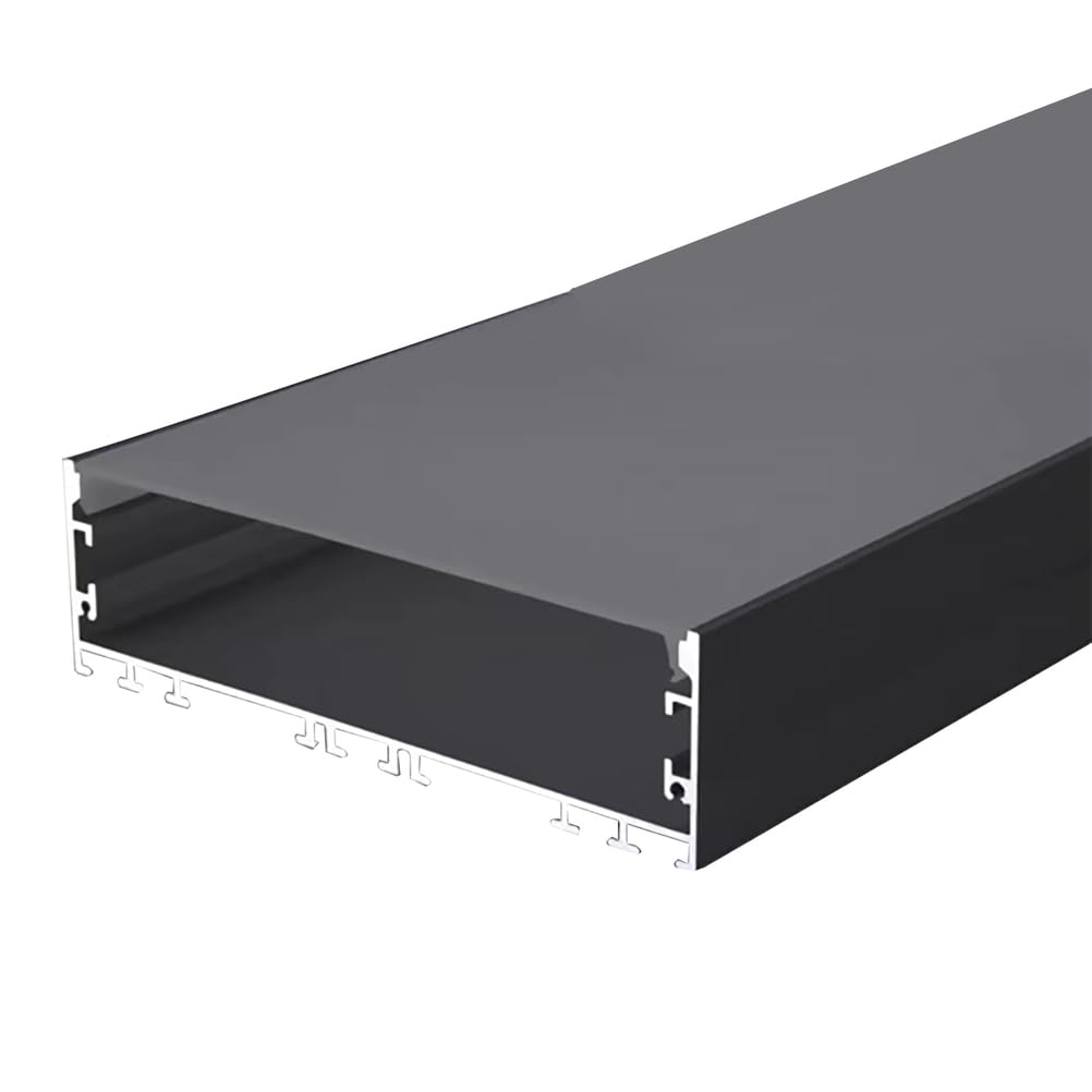 6 m U-förmiges LED-Aluminiumprofil, schwarzer K mit milchig-weißer Abdeckung, 6 m Lichtstreifendiffusor für reibungslose Beleuchtung, 120 x 40 mm, U-S-Systemschienenzubehör