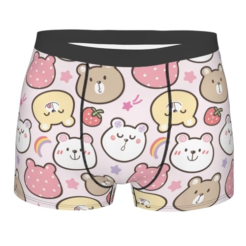 Cute Cartoon Bear Face Men's Boxer Briefs Lightweight Soft Comfort Breathable Stretch Underwear