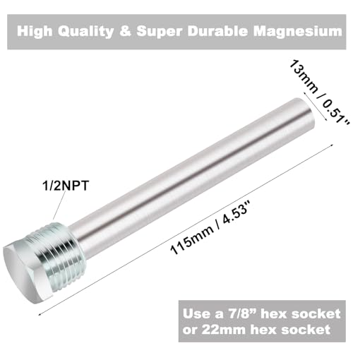 Image of 2 Pack RV Water Heater Anode Rod - 4.5 inch L x 1 /2 inch NPT, Replacement Part for Atwood Dometic Water Heater 11553