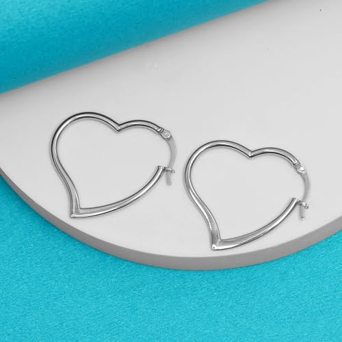 LeCalla 925 Sterling Silver Heart Hoop Earrings for Women | Love Theme Heart Shaped Hoop Earring | Womens Italian Love Heart Earrings Hoops4