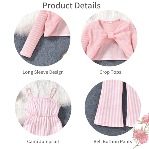 Image of HIHA Girls Sleeveless Jumpsuits Outfit Long Sleeve Twist Front Tops Romper Clothes Set Size 4-12