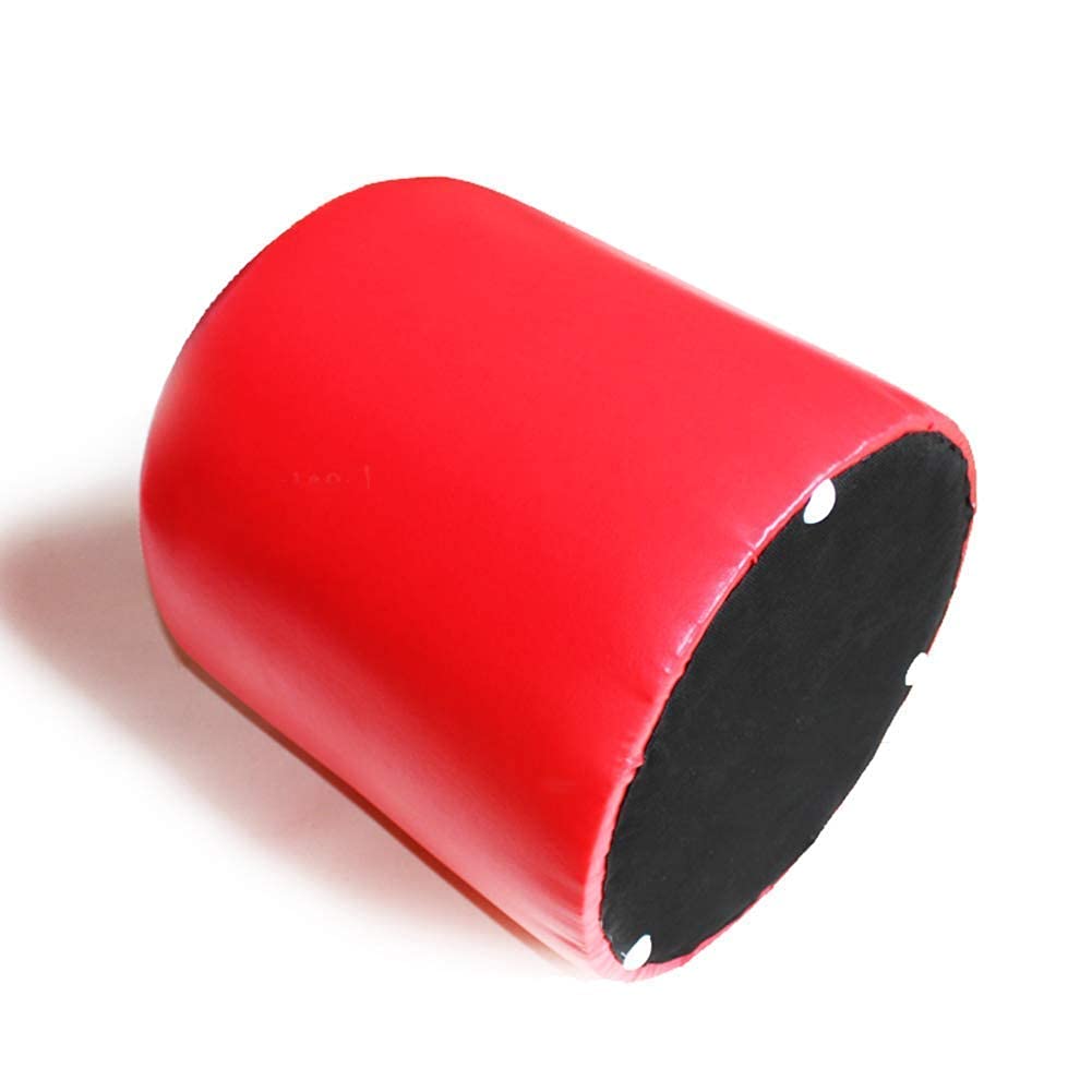 Pouf Rond rembourré en Cuir, Pouf Repose-Pieds en Bois Massif carré en Cuir Table Basse de Salon Petit Banc-Noir 40x40x40cm (16x16x16)