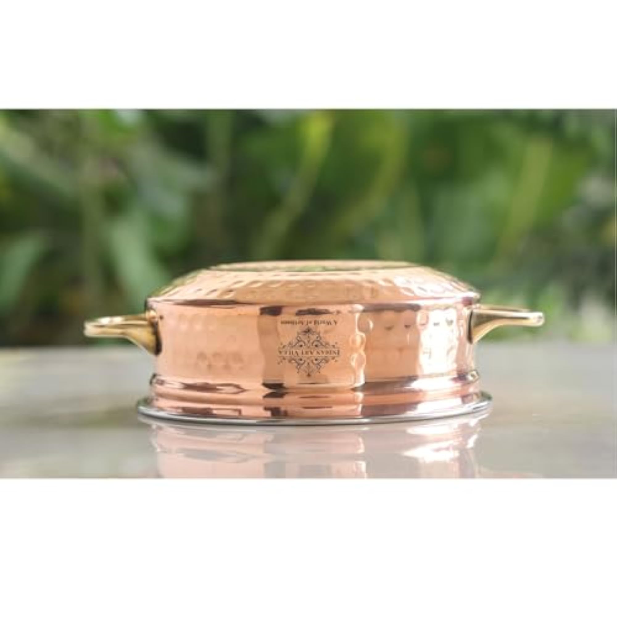 Steel Copper Serving Handi Bowl, 600 ML