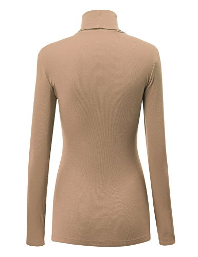 Image of Lock and Love Women's Turtleneck Top Lightweight Long Sleeve Slim Fit Pullover, Soft Rayon Stretch Layering Basic, S-3XL