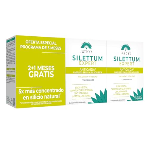 SILETTUM EXPERT Anticaída Lote 2+1 Mes Gratis (180 Comprimidos) | Frena la Caída del Cabello | Para Cabellos Finos y con Falta de Volumen | Laboratoire Jaldes