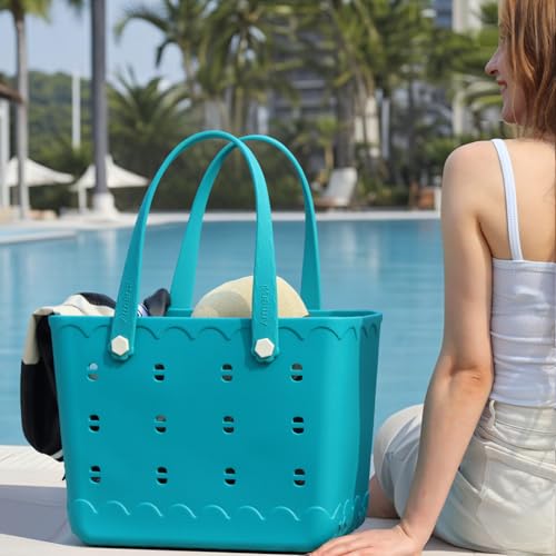 Rubber Beach Tote Bag Waterproof Tip-Proof Outdoor Tote Bag for the Beach Boat Pool Sports4