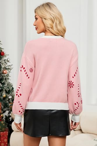 Image of LUBOT Ugly Christmas Sweaters for Women Soft Acrylic Blend Cute Fuzzy Funny Wintertime Holiday Parties Knitted Pullover