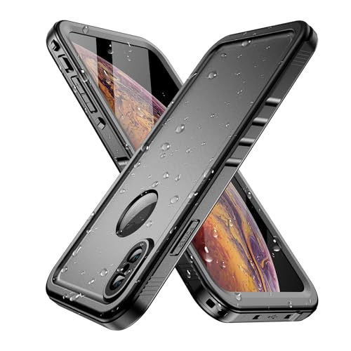 SPORTLINK for iPhone XS Max Waterproof Case - Shockproof Heavy Duty Front and Back Cover with [Built in Screen/Camera Protector] 360 Full Body Protective [Dustproof] Black