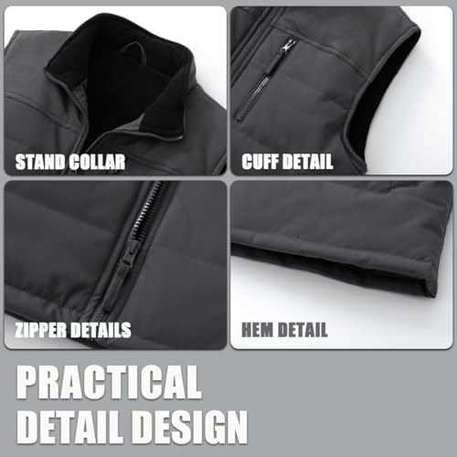 Image of Msmsse Men's Outerwear Vests Winter Quilted Padded Vest Gilet Stand Collar Warm Puffer Vest