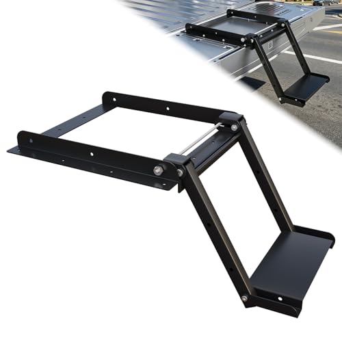 Tailgate Step for Flatbed Trucks & Trailers Designed for Elderly Pets & Daily Use Fold-Down Steel Assist Step 400 lb Capacity Non-Slip Matte Platform Dual-Side Locking No Rattle Design