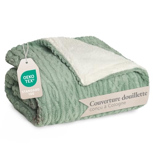 Blumtal Couverture Chaude 220x240 cm avec Motif torsadé - Couverture Polaire certifiée Oeko-TEX +...
