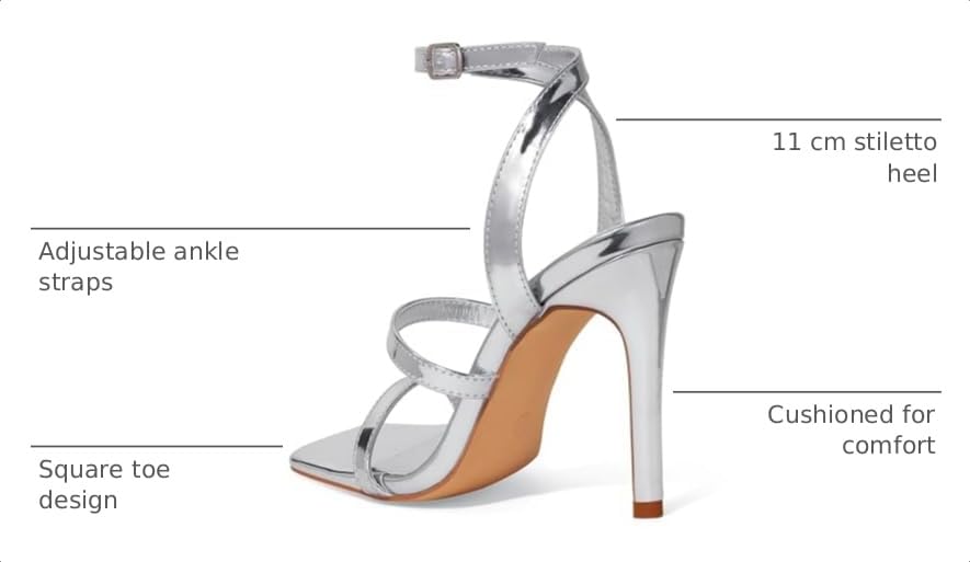 Image of Elisabet Tang Women's Crystal Stilettos Heeled Sandals, 4 Inch Square Open Toe Strappy Sexy High Heels Ankle Strap Buckle Heels for Party Wedding Dress Daily Wear Shoes