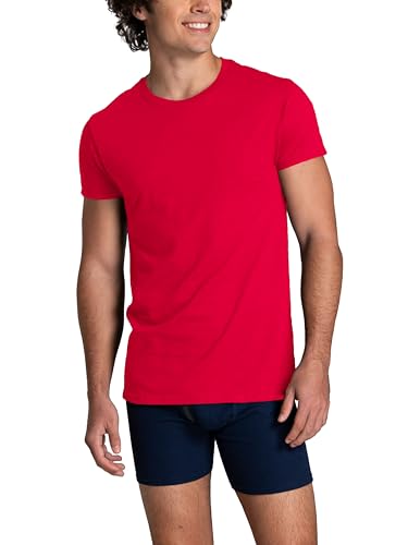 Image of Fruit of The Loom Men's Crew Tee Undershirts, Moisture Wicking & Tag Free, Also Available in Big & Tall