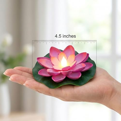 Image of Ein Sof Pack of 6 Floating Lotus Water Sensor Diya Lights - Multicolour LED Electric Candle & Water Diyas for Home Decoration | Safe Flameless Diwali Decor Lights (4.5 inches Wide)