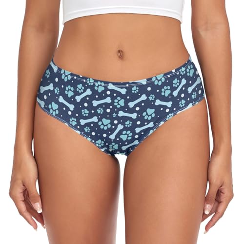 PBJCKAH Soft Underwear Women Briefs Seamless Pattern Animal Paw Print and Bone Breathable Ladies...