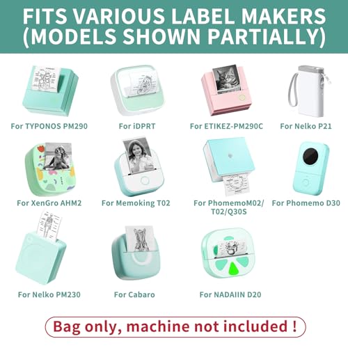 Image of Large Printer Case for TYPONOS, for Memoking T02, for ETIKEZ, for Phomemo M02 /T02 /M02S /M02 Pro /M02X, EVA Portable Storage Holder with Removable Divider for Mini Printer, Labels & Cable, Green